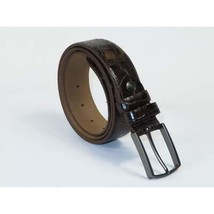 Men's Belt By PICCODER Turkey Genuine Leather Embossed Crocodile 8100 Brown image 2