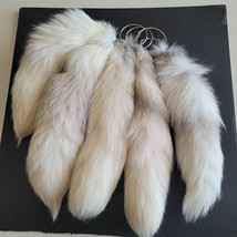 1 -Arctic Marble Fox Tail 100% Real Genuine Fur Keychain Charm Bag One Tail - £23.64 GBP