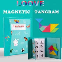 Children Wooden Magnetic Tangram Puzzle Shape Game Educational Book Kids... - £13.34 GBP