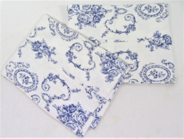 Cameo Toile Floral Navy Blue Cotton Percale 2-PC Standard Pillowcase Pair - £28.77 GBP