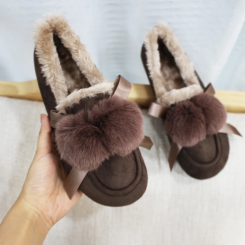 2024 Winter  Moccasin   Fuzzy Flats Slip On House Plush Shoes Women Flock Loafer - £129.38 GBP