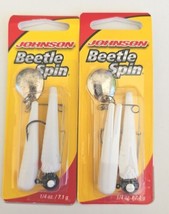 Johnson Beetle Spin BSVP 1/4 oz. White Red Dot Lot of 2 New - $11.87