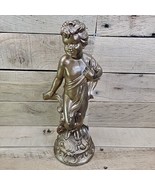 Antique Art Deco Nouveau Cupid Cherub  Statue Sculpture Cast Metal VTG - $54.87 CAD