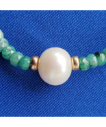 Earth mined Green Emerald South Seas Pearl Necklace 14k Gold Clasp 18&quot; inch - $34,926.63 MXN