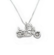 Sterling Silver Motorcycle Charm Necklace, 16 Inch - £18.77 GBP