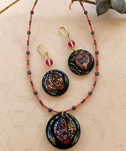 Painted Fruit Pomegranate Mosaic Minimalist-inspire Strip Pendant Necklace - £43.52 GBP