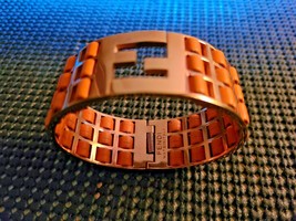 Fendi Fendista Logo Bangle/Cuff Bracelet Carved FF Logo Orange Nappa Leather  - £510.40 GBP