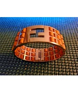 Fendi Fendista Logo Bangle/Cuff Bracelet Carved FF Logo Orange Nappa Lea... - £512.82 GBP