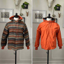 Vintage 70s Ernst Engl Reversible Hooded Coat Brown Orange Green M Unisex - $870.48 MXN