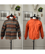 Vintage 70s Ernst Engl Reversible Hooded Coat Brown Orange Green M Unisex - $870.48 MXN