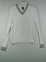 Vtg IZOD V-Neck Sweater Chunky Cable Knit Golf Sz XS Preppy Japan - £48.06 GBP