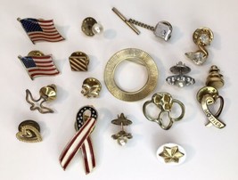 Huge Lot of Vintage Lapel Tie Tack Pins Gold Tone, Patriotic, Mother, Faux Pearl - £13.39 GBP