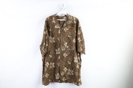 Vtg 90s Streetwear Mens XL Faded Linen Blend Flower Hawaiian Button Shirt Brown - £38.89 GBP