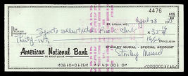 STAN MUSIAL AUTHENTIC SIGNED CHECK  - $60.00
