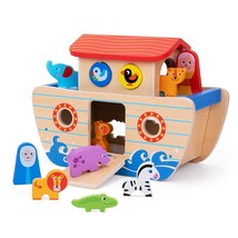 Wooden Noah&#39;S Ark Toys For Kids, Bible Story Toys Baptism Gifts For Girls And Bo - £44.09 GBP