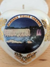 Niagara Falls Canada Ceramic Painted Souvenir Heart Trinket Box Vtg - £6.92 GBP