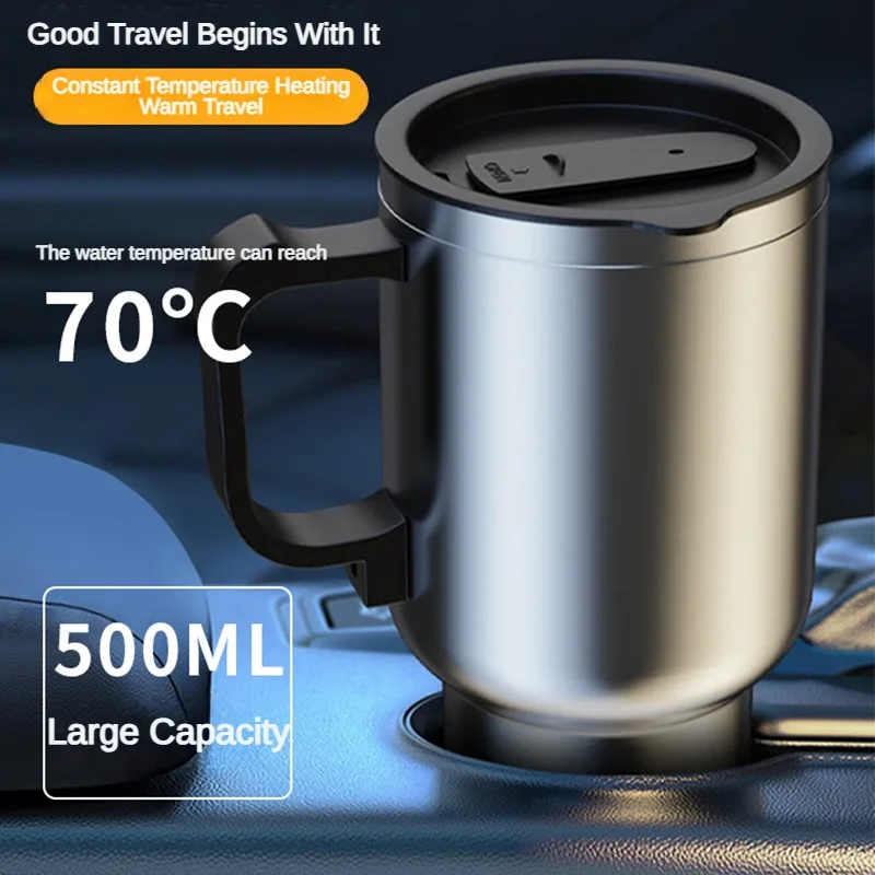 500ML 12v Car Electric Kettle Car Heating Cup Stainless Steel Thermos Heating - £17.86 GBP