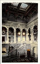 Washington D.C. Entrance Hall Library of Congress UNP 1915-1930 Vintage Postcard - £7.51 GBP