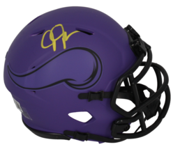Justin Jefferson Autographed Vikings &#39;RAVE&#39; Mini Speed Helmet Beckett - $4,455.10 MXN