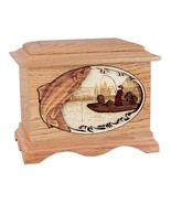 Oak Salmon Boat Fishing Ambassador Wood Cremation Urn - £318.59 GBP