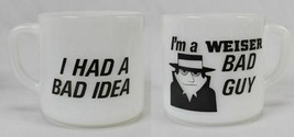 Vintage Federal Milk Glass Coffee Mug I&#39;m Weiser Bad Guy Rare - £31.54 GBP