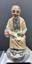 Vintage Flambro Elderly Woman Porcelain Figurine – Hand‑Painted Farmhous... - $15.83