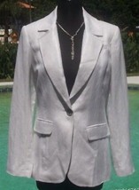 Cache White Metallic Linen Blend Coat Jacket Top New Size Sz S/M Lined $178 NWT - £63.11 GBP