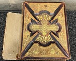 Antique 1800&#39;s The Parallel Bible Illustrated Holy Bible for Restoration - $164.47