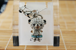 Crossfor Teddy Bear Clear Blue Crystal Necklace Angel Teddy-22WH/BL Japan - £60.88 GBP
