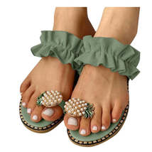 Pineapple Pearl Flat Toe Bohemian Summer Beach Sandals - $36.95