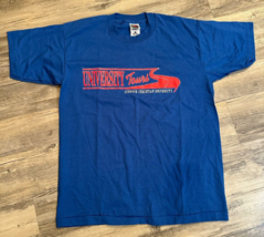 Vtg 90s Lubbock Christian University T Shirt Large Blue College LCU Made... - $24.18