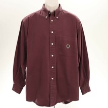 Nautica VTG 90&#39;s Button Front Shirt L Large Faded Burgundy Crested Long ... - £17.51 GBP