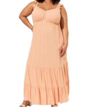 Torrid Plus Size 2X Peach Bloom Smocked Back Tiered Maxi Dress, Pockets - £31.69 GBP