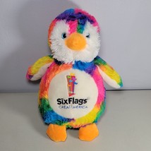 Six Flags Great America Penguin Plush Tie Dye Stuffed Animal 12&quot; Vintage... - $13.64