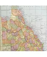 Queensland Australia Map Lithograph 1909 Hammond Oceania Print LGADMap - $750.37 MXN