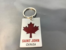 Vintage Keyring St.John Keychain New Brunswick Canada Porte-Clés Maple Leaf - £6.43 GBP