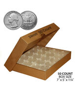 50 QUARTER Direct-Fit Airtight 24mm Coin Capsule Holder QUARTERS QTY: 50... - €17,27 EUR