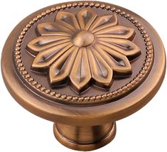 Antique Brass round Kitchen Cabinet Hardware Knobs 4 Pack,1-2/5&quot; Brass Knobs for - £21.51 GBP