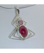 Spider Pendant Red Ruby Cabochon Pink Spinel Handmade Silver Unisex Desi... - £70.30 GBP