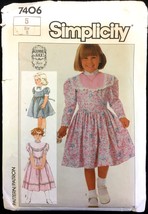 1980s Size 5 Gunne Sax Girls Dress Simplicity 7406 Sewing Pattern Vintage Issue - £5.52 GBP