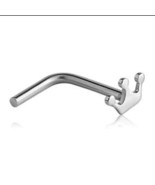14K White Gold-Plated Silver Mini Crown L-Bend Nose Hoop Stud Pin 20 Gau... - $625.48 MXN