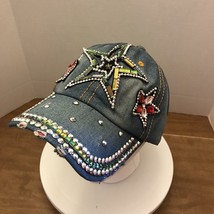 Denim Hat Bling Hat Cap Jewels Strapback - £8.49 GBP