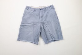 Vintage 90s Ralph Lauren Mens Size 32 Faded Cut Off Cotton Chino Shorts Blue - £39.07 GBP