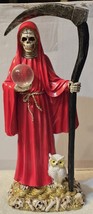 Grim Reaper Santa Muerte Owl Money Scythe Globe Skull Fantasy Figurine Statue #3 - £31.39 GBP