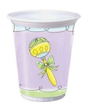 Bottles &amp; Booties Baby Shower 16 oz Plastic Cups 8 Pack Baby Shower Supplies - £14.38 GBP