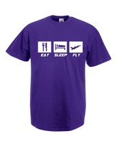 Mens T-Shirt Quote Eat Sleep Fly, Plane Airplane TShirt, Airforce Hawx S... - £19.37 GBP