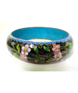 Cloisonne Bangle Bracelet Wide Band 7/8th&quot; Vintage Item - $29.00