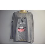 EAT, DRINK &amp; BE COZY Size Large L Gray Sweatshirt New Womens Christmas H... - £38.15 GBP