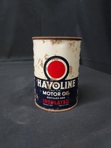 1940s Havoline Distilled &amp; Insulated Motor Oil Quart Metal Can - $14.89