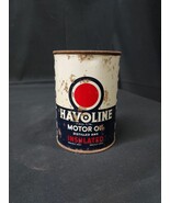 1940s Havoline Distilled &amp; Insulated Motor Oil Quart Metal Can - $14.89